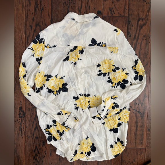 Ganni yellow rose button down viscose size 36 - Picture 2 of 8